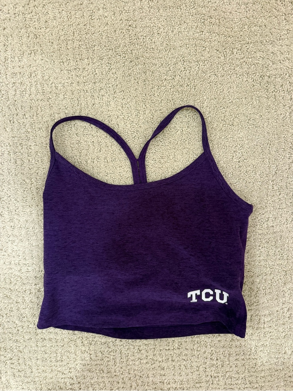 Beyond Yoga Purple Racerback Crop Camisole with White TCU Logo